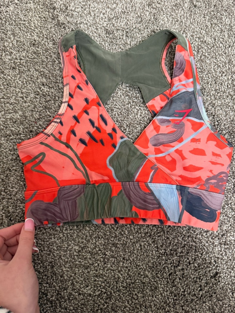Gymshark Coral & Olive Abstract Racerback Tank
